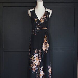 Molly Bracken | Spaghetti Strap Maxi Dress w Front Ruffle Collar
